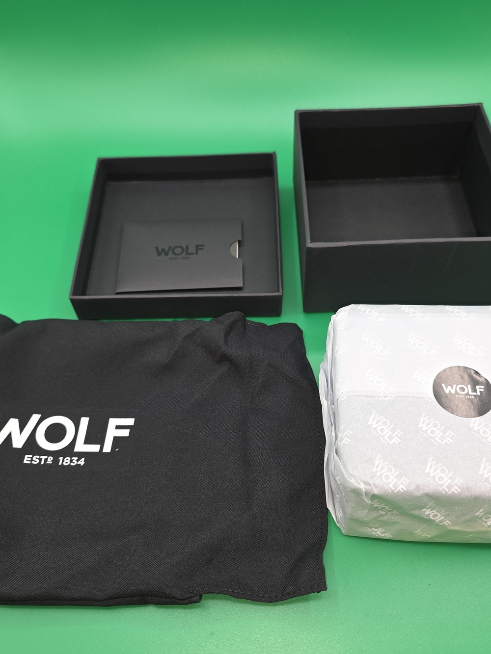 WOLF Branded Black Jewelry Box Set with Dust Bag